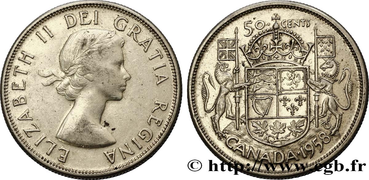 CANADA 50 Cents Elisabeth II 1958  TTB 