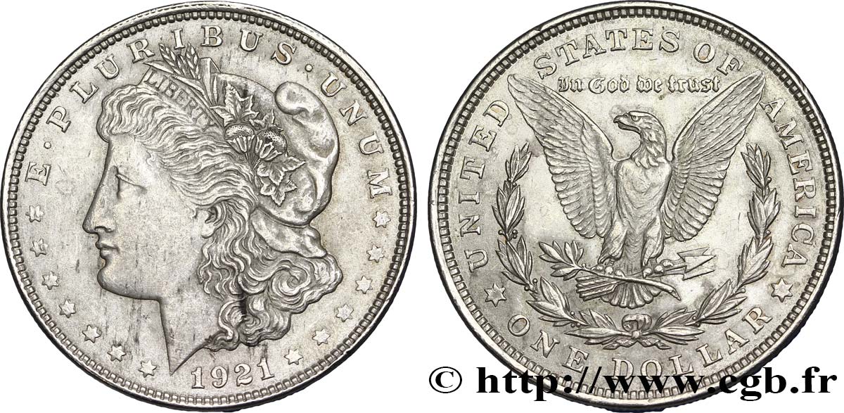 ÉTATS-UNIS D AMÉRIQUE 1 Dollar Morgan 1921 Philadelphie TTB+/SUP 