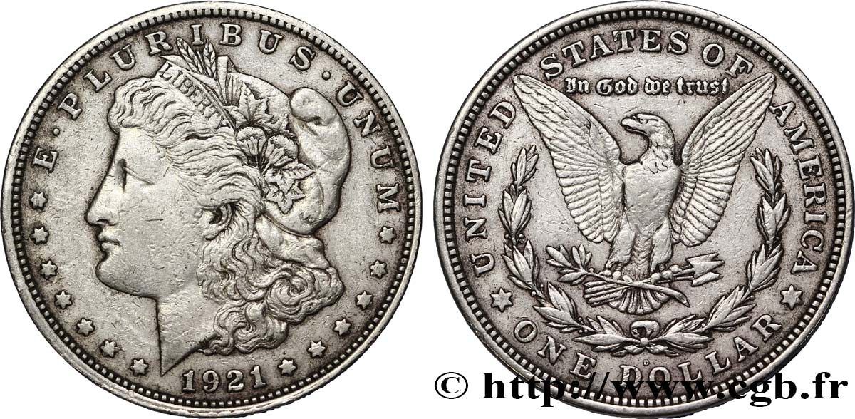 UNITED STATES OF AMERICA 1 Dollar Morgan 1921 Denver XF 