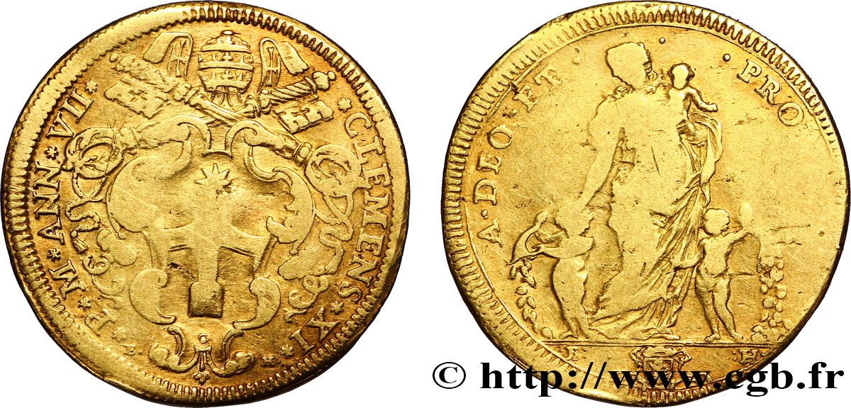 ITALIEN - KIRCHENSTAAT - CLEMENS XI. (Giovanni-Francesco Albani) Quadruple écu d’or 1706 Rome S 