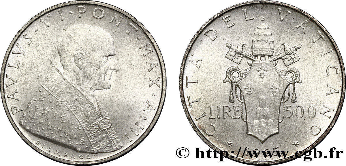 VATICAN AND PAPAL STATES 500 Lire Paul VI an III  1965 Rome MS 