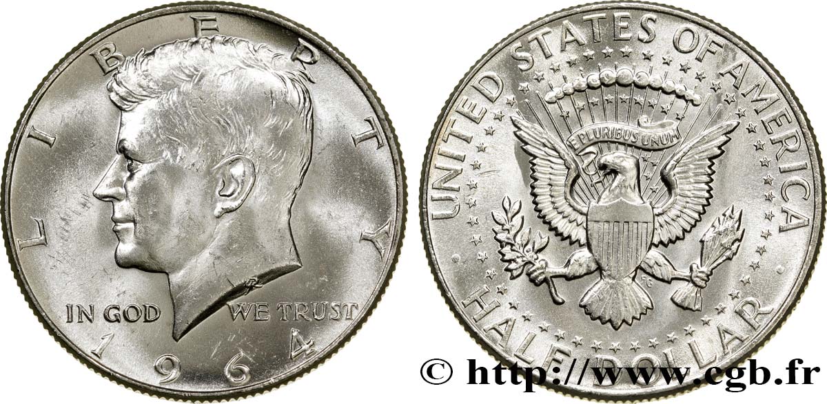 UNITED STATES OF AMERICA 1/2 Dollar Kennedy 1964 Philadelphie MS 