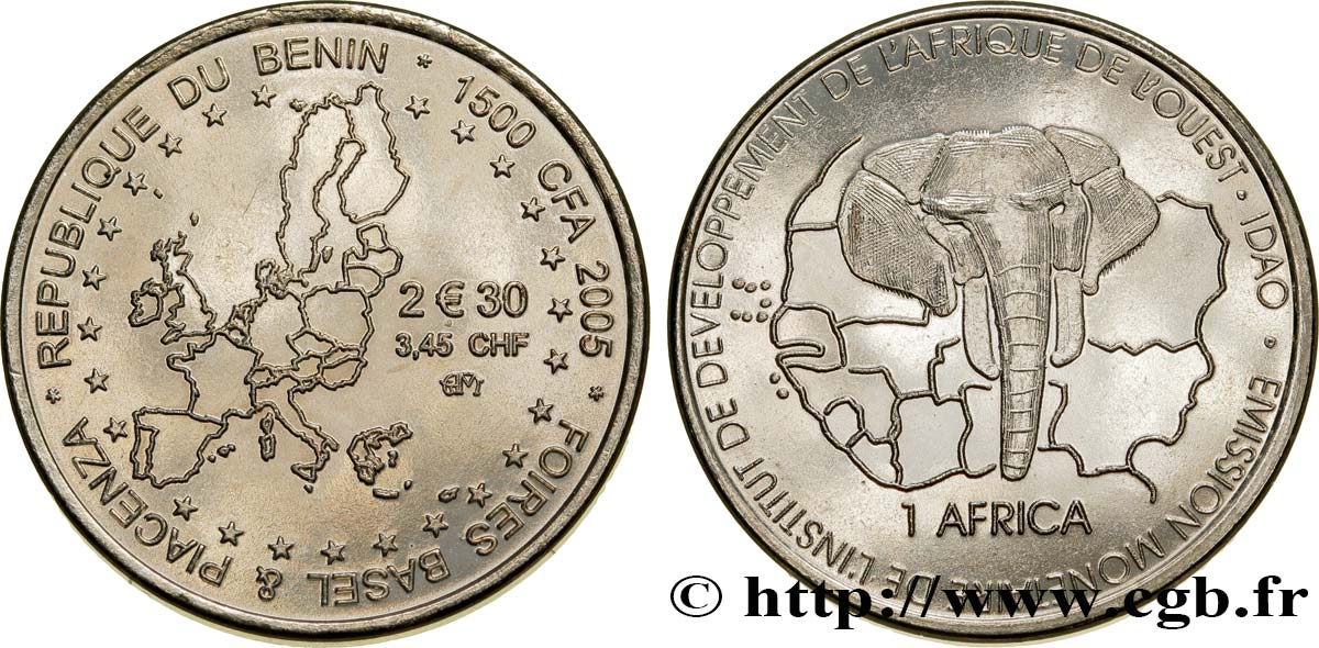 BENIN 1500 Francs CFA Foires de Bâle et Plaisance 2003  MS 