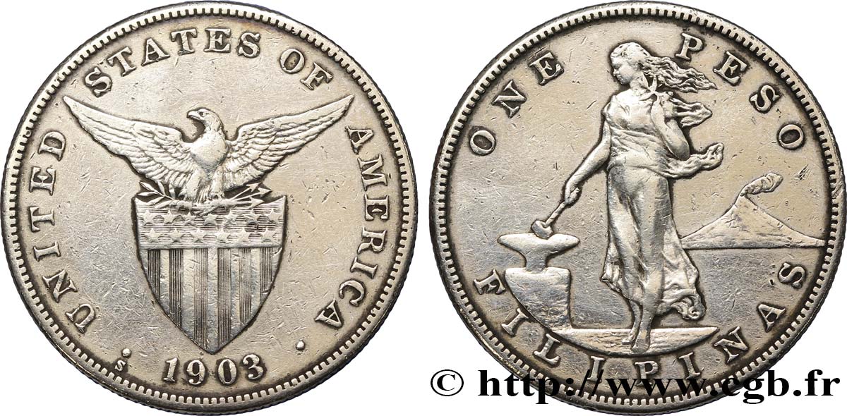 PHILIPPINES 1 Peso - Administration Américaine 1903 San Francisco - S TTB 