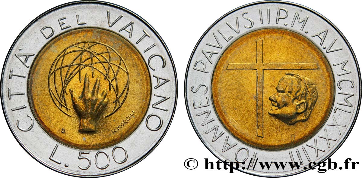 VATICAN ET ÉTATS PONTIFICAUX 500 Lire Jean Paul II an V / création de l’univers 1983 Rome SPL 