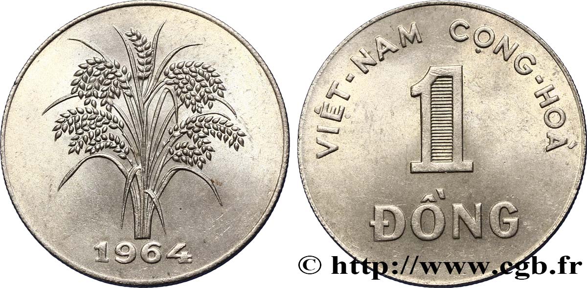 VIETNAM DEL SUD 1 Dong “Viêt-Nam Cong Hòa” (République du Viet Nam) / épis de riz 1964  SPL 
