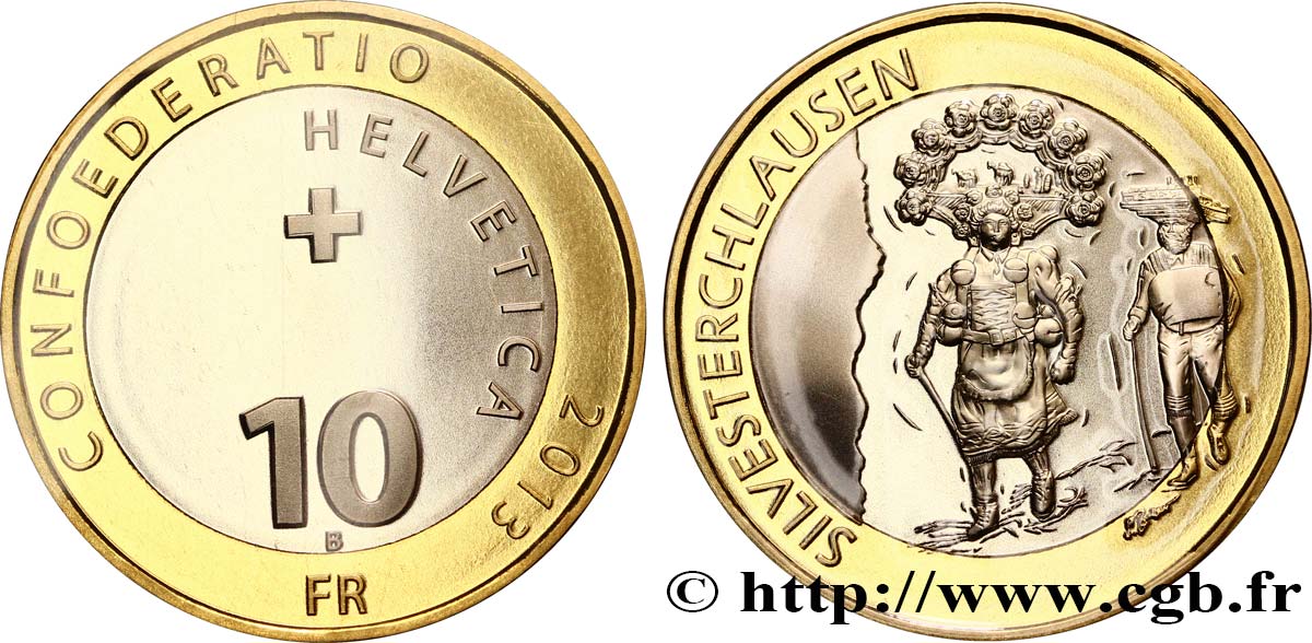 SUISSE 10 Francs Silvesterchlausen 2013 Berne FDC 