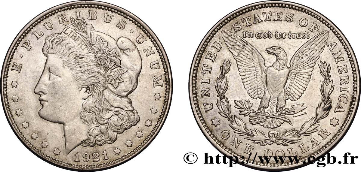 ÉTATS-UNIS D AMÉRIQUE 1 Dollar Morgan 1921 Philadelphie TTB+/SUP 