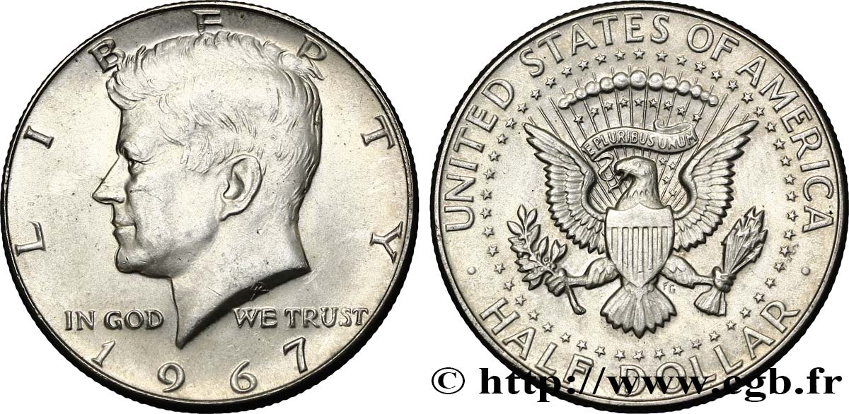 ESTADOS UNIDOS DE AMÉRICA 1/2 Dollar Kennedy 1967 Philadelphie EBC 