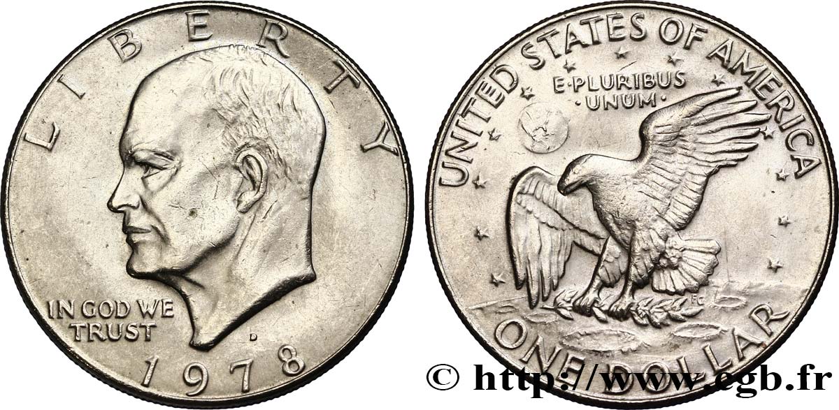 UNITED STATES OF AMERICA 1 Dollar Eisenhower / aigle posé sur la Lune 1978 Denver AU 