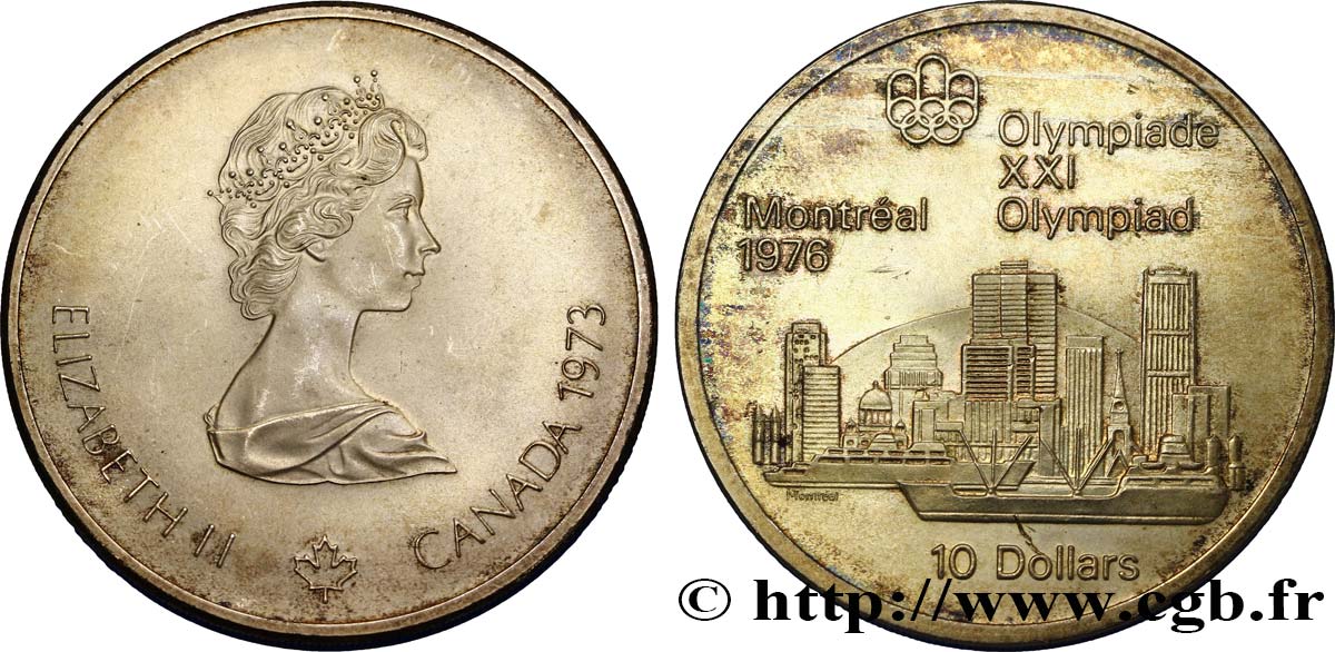 CANADA 10 Dollars JO Montréal 1976 “skyline” de Montréal 1973  SPL 