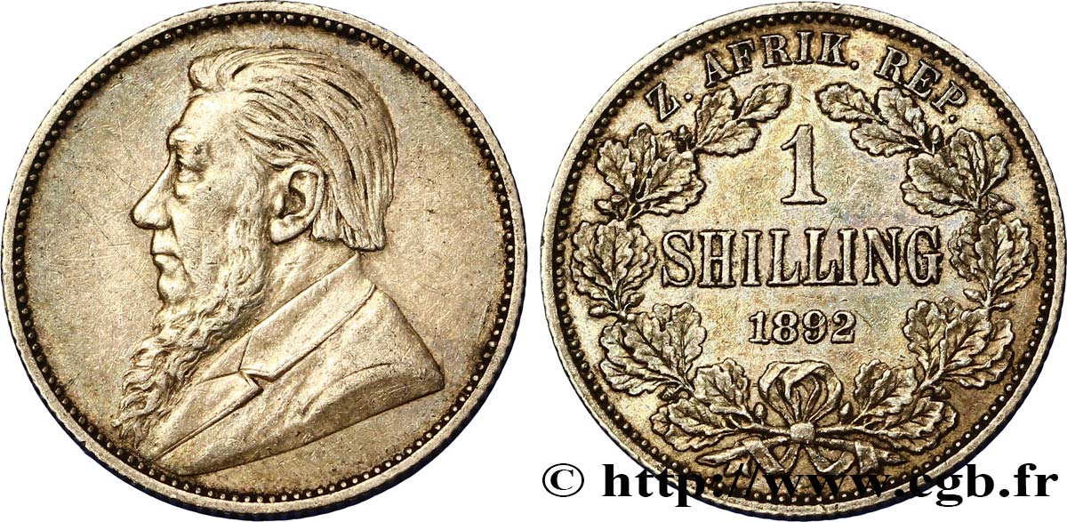 AFRIQUE DU SUD 1 Shilling Kruger 1892  TTB 