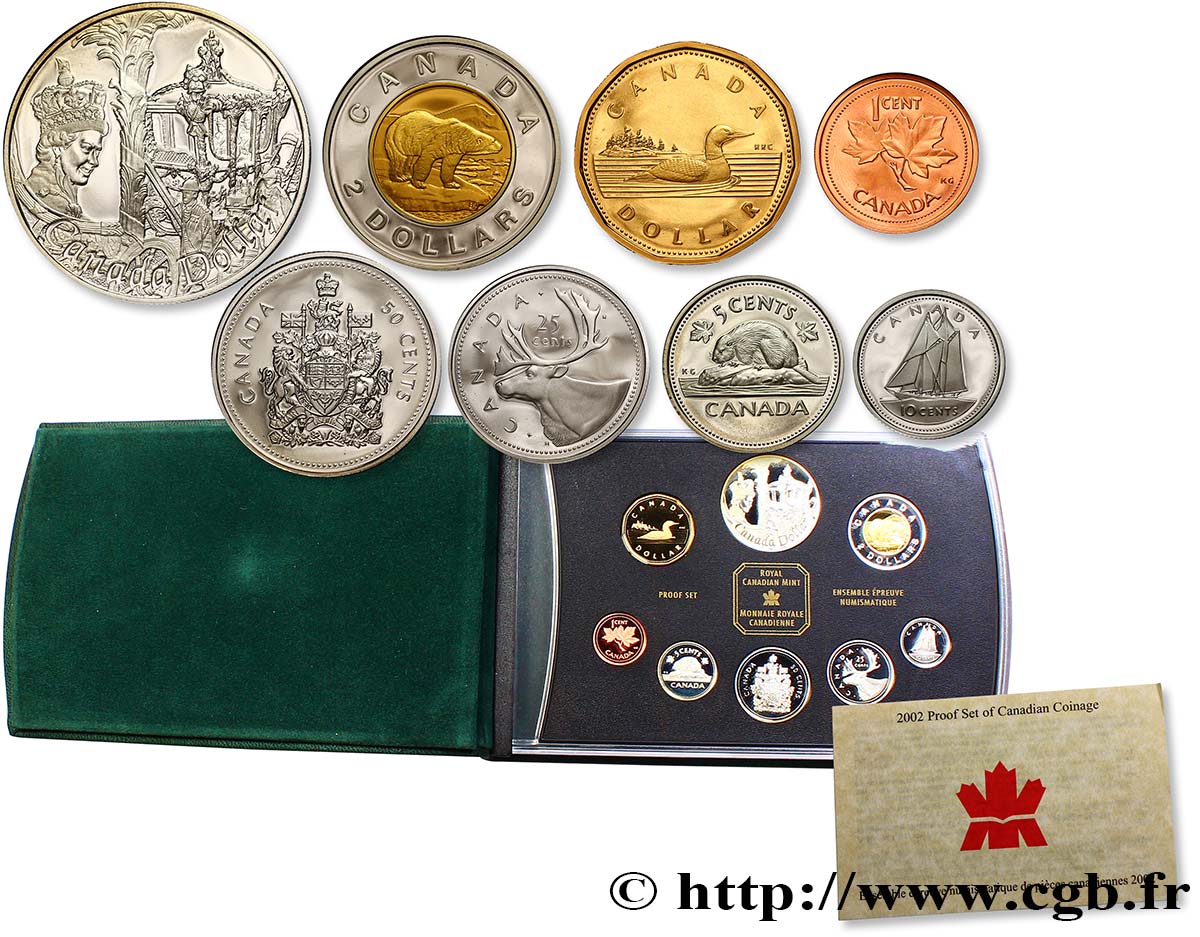 CANADA Série Proof Jubilé d’or 9 monnaies 2002  FDC 