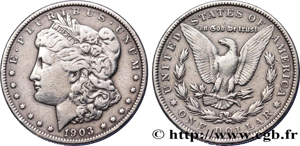 ÉTATS-UNIS D AMÉRIQUE 1 Dollar Morgan 1903 Philadelphie TB+ 