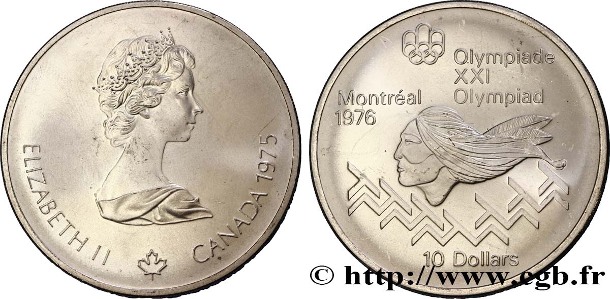CANADA 10 Dollars JO Montréal 1976 lancer de poids femmes 1975  SPL 