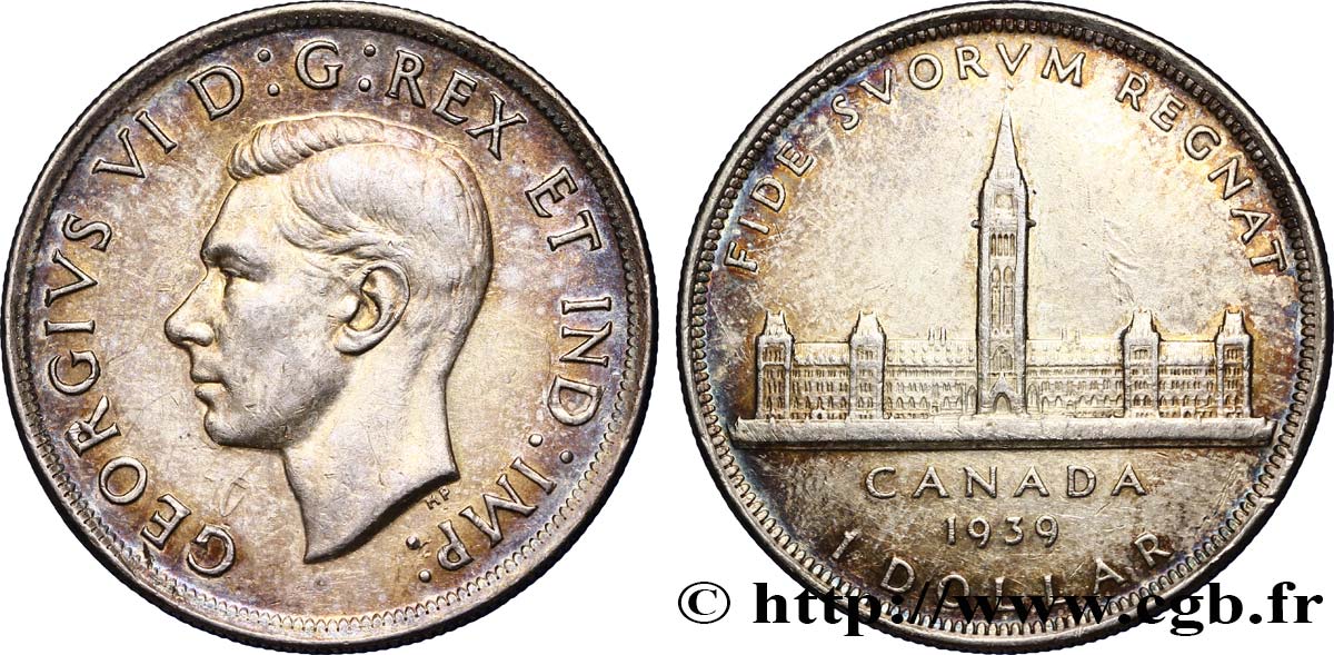 CANADA 1 Dollar Georges VI / visite royale au parlement 1939  TTB 