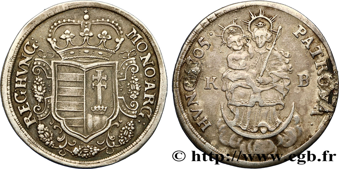 HUNGARY - FRANCIS RAKOCZY Demi-thaler ou forint 1705 Kremnitz (Kormoczbanya) XF 