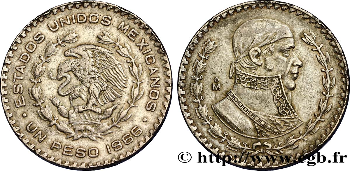 MÉXICO 1 Peso Jose Morelos y Pavon 1966 Mexico MBC 
