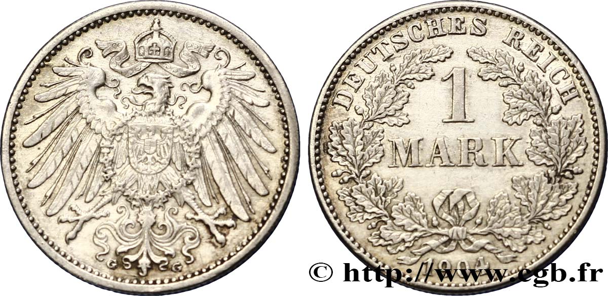 ALEMANIA 1 Mark Empire aigle impérial 2e type 1904 Karlsruhe  MBC+ 