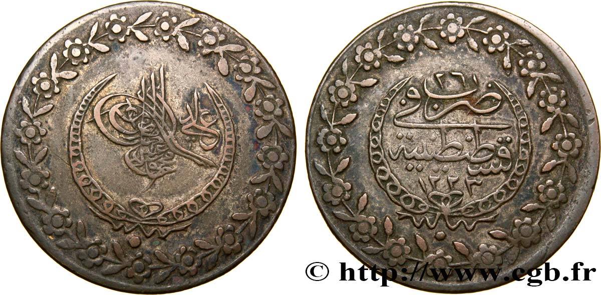 TURCHIA 5 Kurush au nom de Mahmud II AH1223 / an 25 1831 Constantinople q.BB 