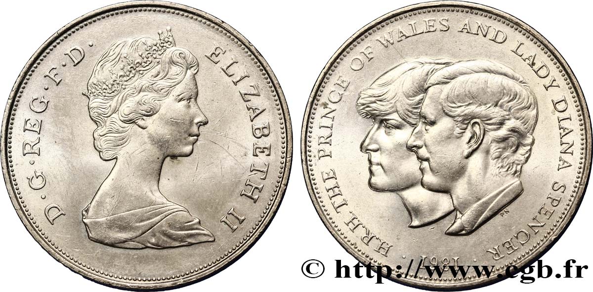 REGNO UNITO 25 New Pence (1 Crown) mariage du Prince de Galles et de Lady Diana Spencer 1981  SPL 