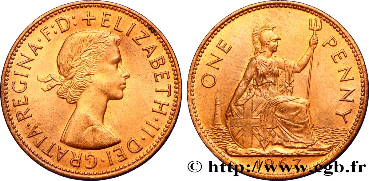 ROYAUME-UNI 1 Penny Elisabeth II/ Britannia 1967  SPL 