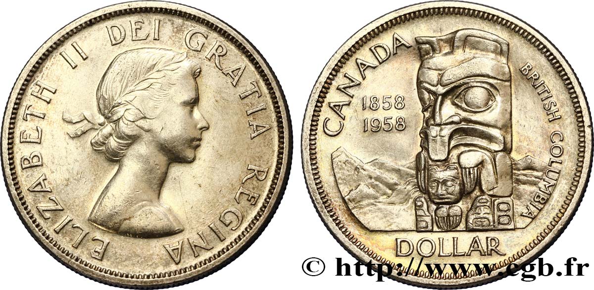 CANADA 1 Dollar Elisabeth II / Colombie Britannique 1958  BB 