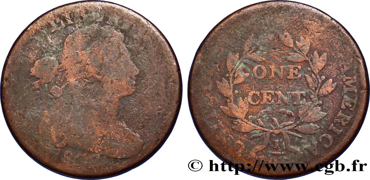 STATI UNITI D AMERICA 1 Cent type au buste drapé 1796-1807 1802 Philadelphie B 