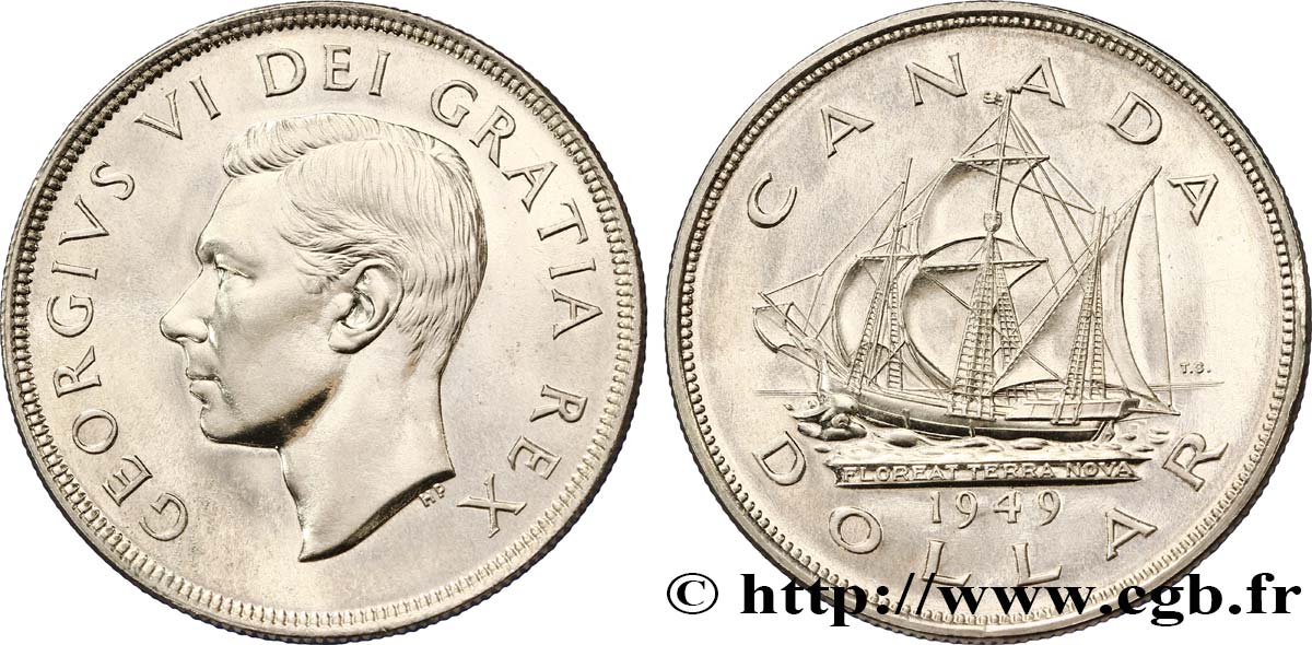 CANADA 1 Dollar Georges VI / voilier “Matthew” 1949  SPL 