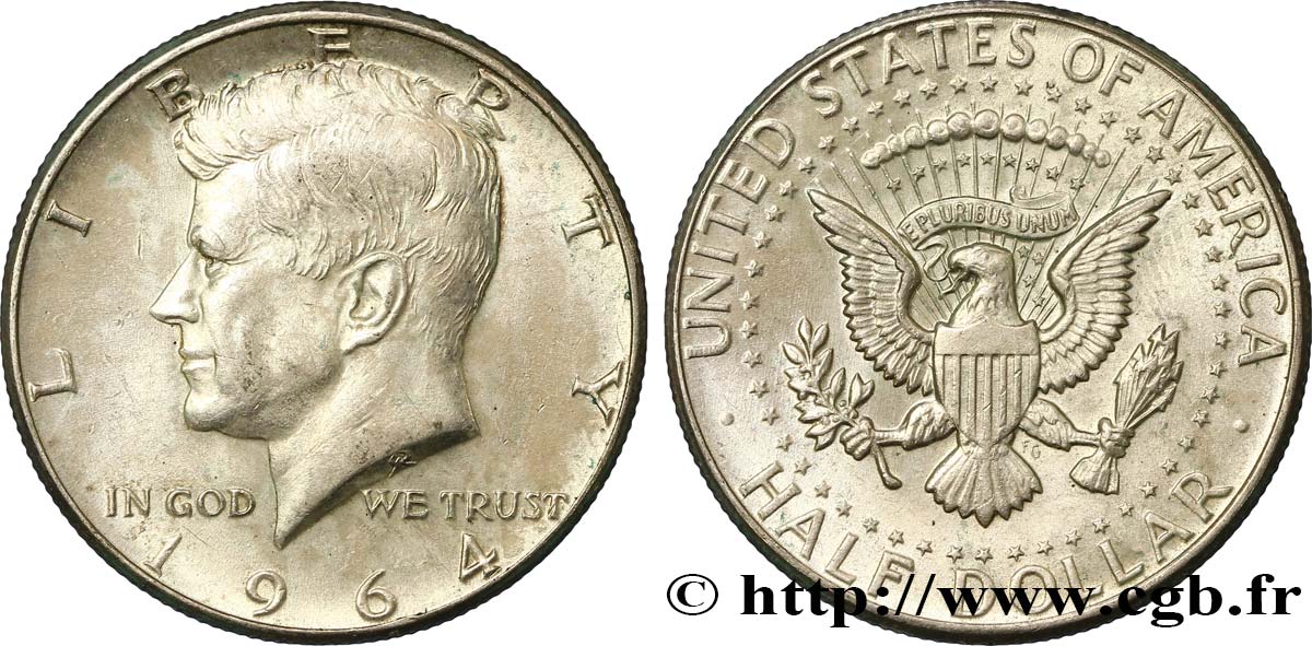 ÉTATS-UNIS D AMÉRIQUE 1/2 Dollar Kennedy 1964 Denver SUP 