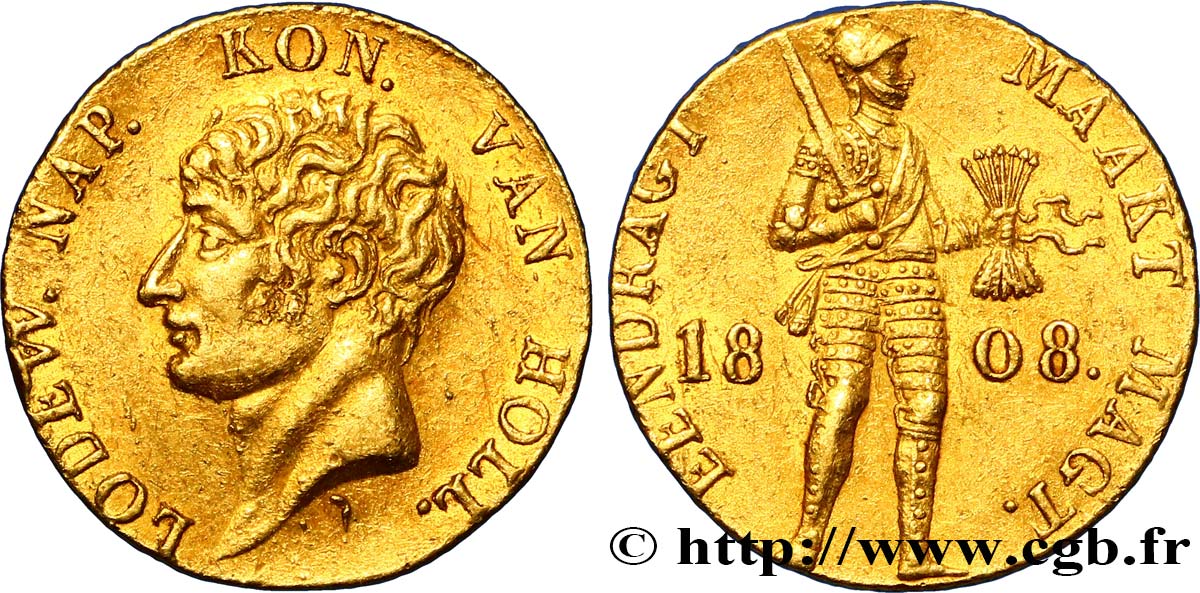 HOLLAND - KINGDOM OF HOLLAND - LOUIS NAPOLEON Ducat d or, 1er type 1808 Utrecht XF 