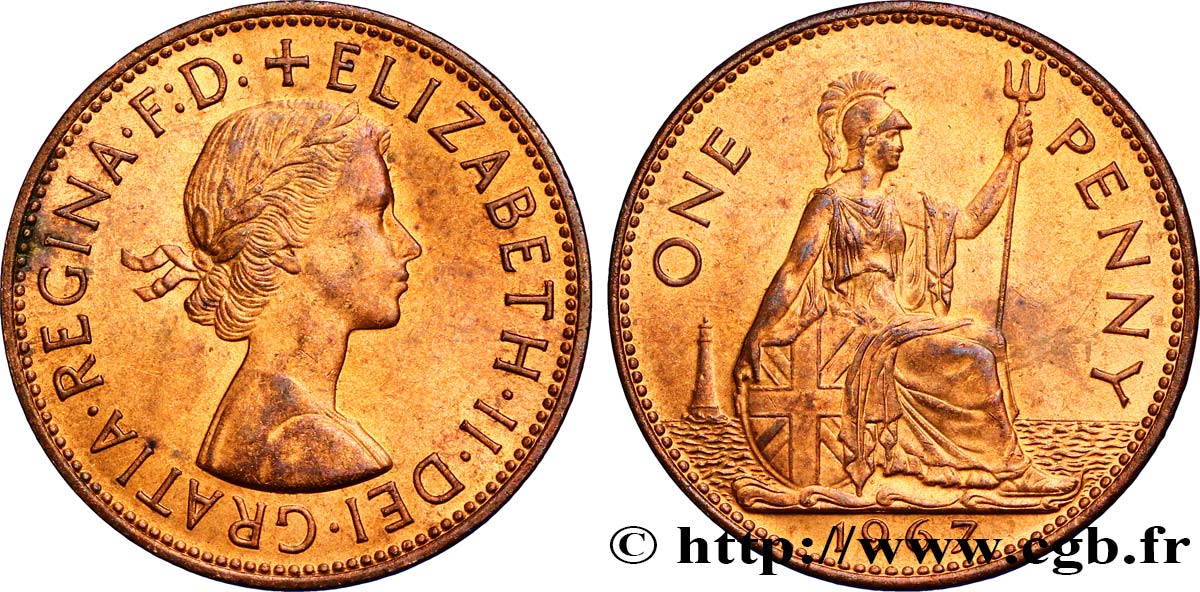 ROYAUME-UNI 1 Penny Elisabeth II/ Britannia 1967  SPL 