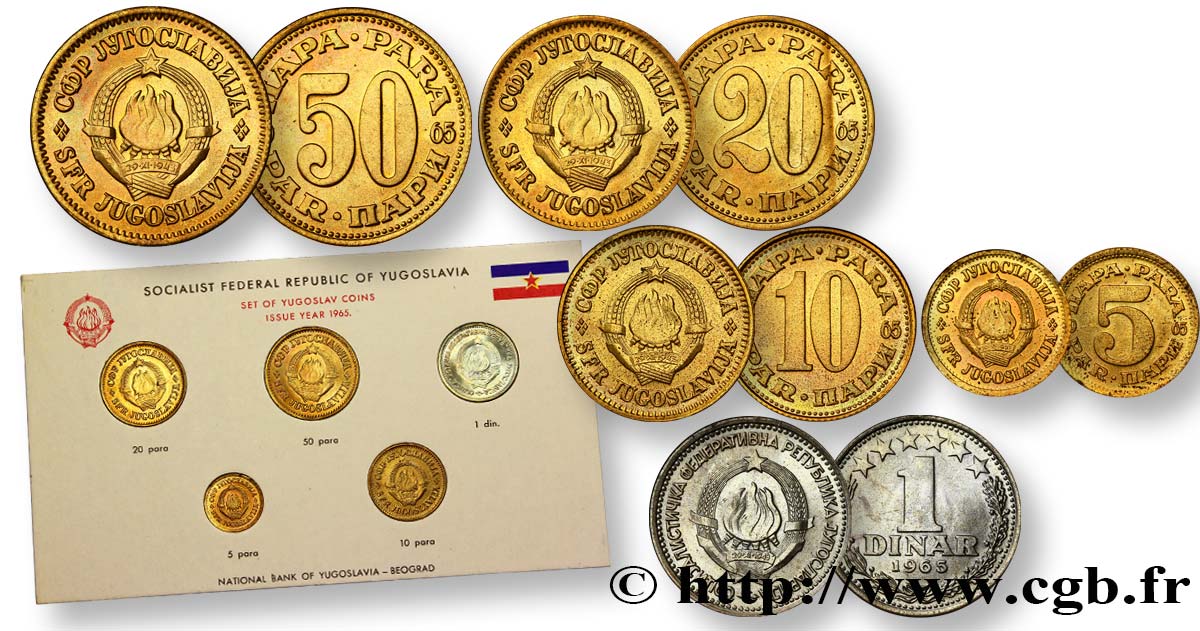 YOUGOSLAVIE Série 6 monnaies 1965  FDC 
