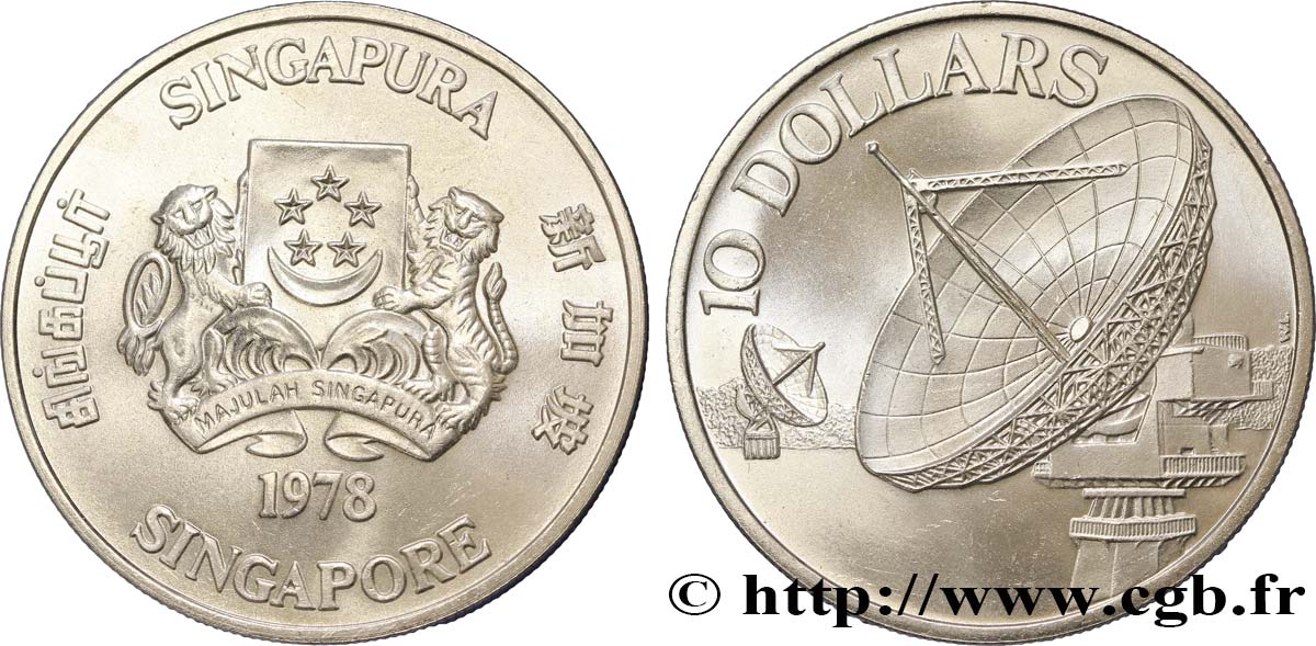 SINGAPOUR 10 Dollars 10e anniversaire de l’indépendance 1978  SPL 