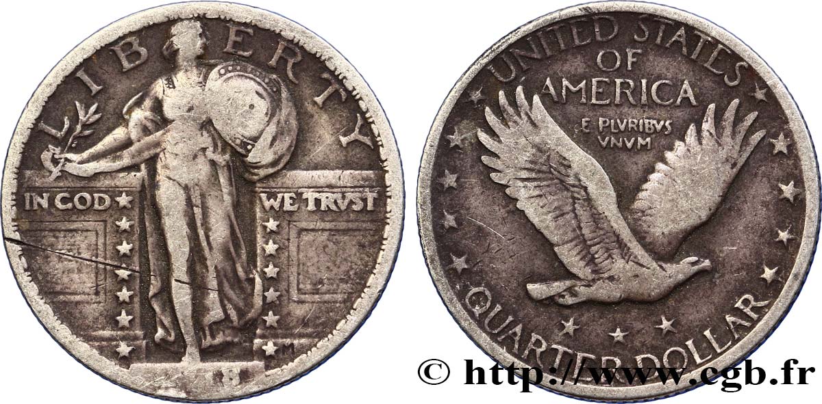 ÉTATS-UNIS D AMÉRIQUE 1/4 Dollar Liberty 1918 Philadelphie TB 