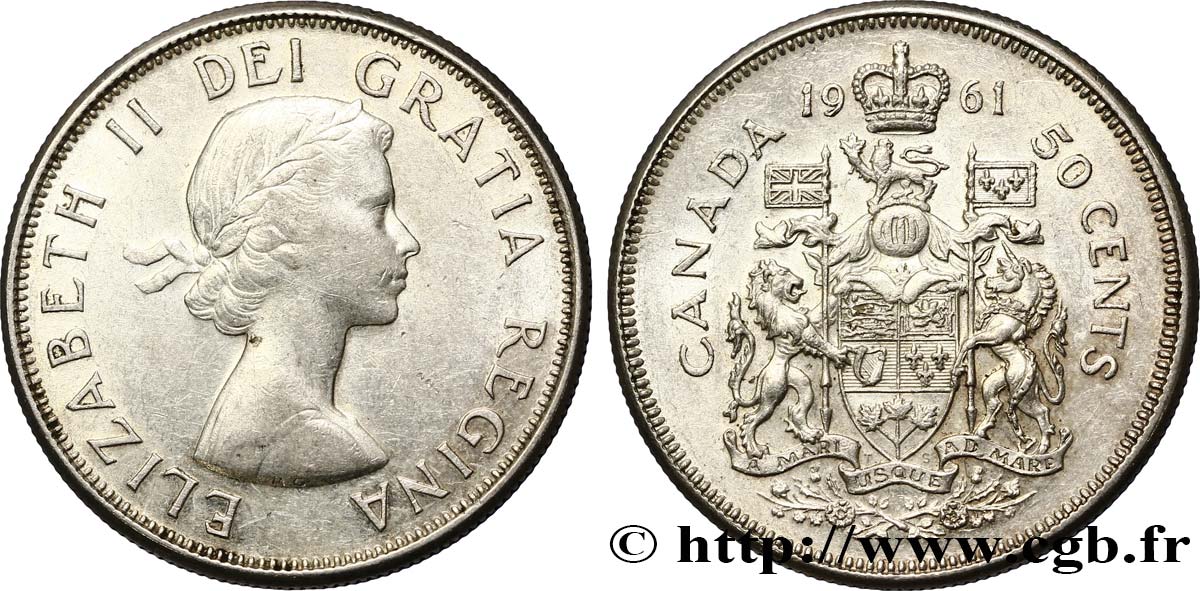 CANADA 50 Cents Elisabeth II 1961  TTB 