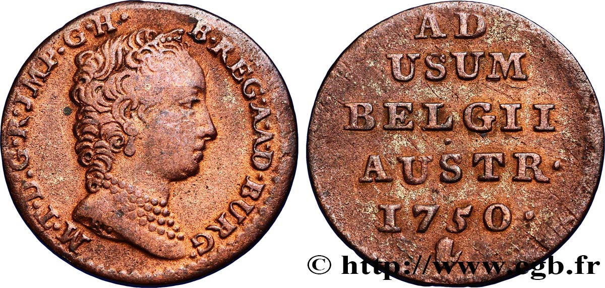 BÉLGICA - PAíSES BAJOS AUSTRíACOS 1 Liard 1750 Anvers BC+ 