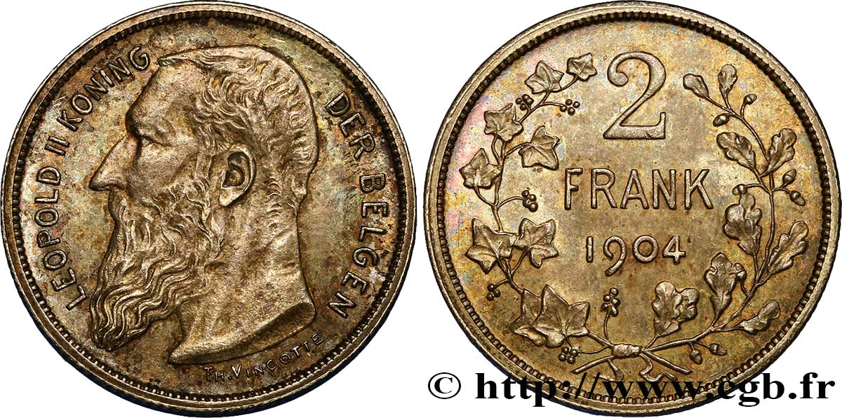 BELGIQUE 2 Francs Légende flamande 1904  SPL 