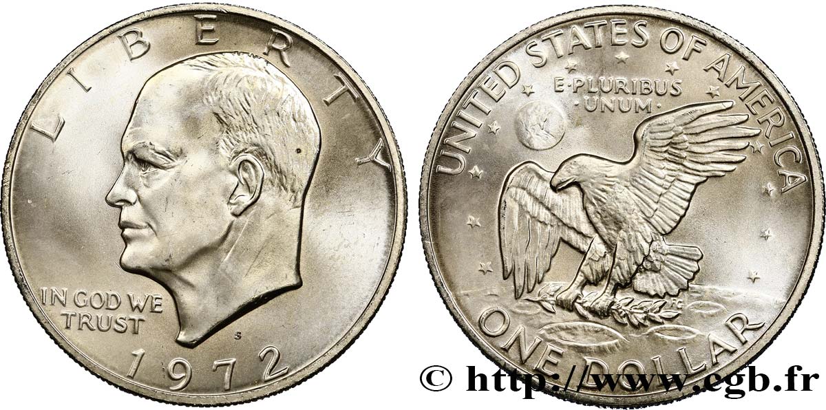 ÉTATS-UNIS D AMÉRIQUE 1 Dollar Eisenhower 1972 San Francisco SPL 