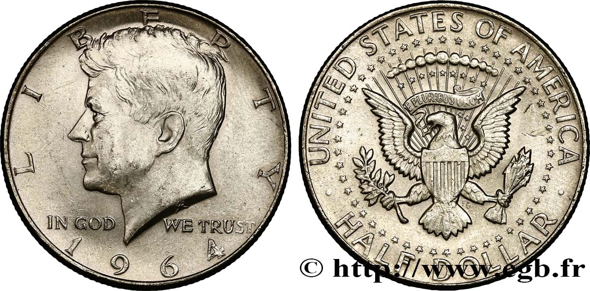 ÉTATS-UNIS D AMÉRIQUE 1/2 Dollar Kennedy 1964 Philadelphie SPL 