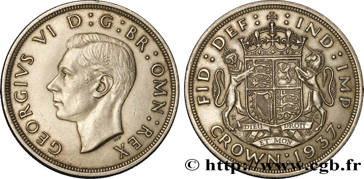 ROYAUME-UNI 1 Crown Georges VI 1937  TTB+ 
