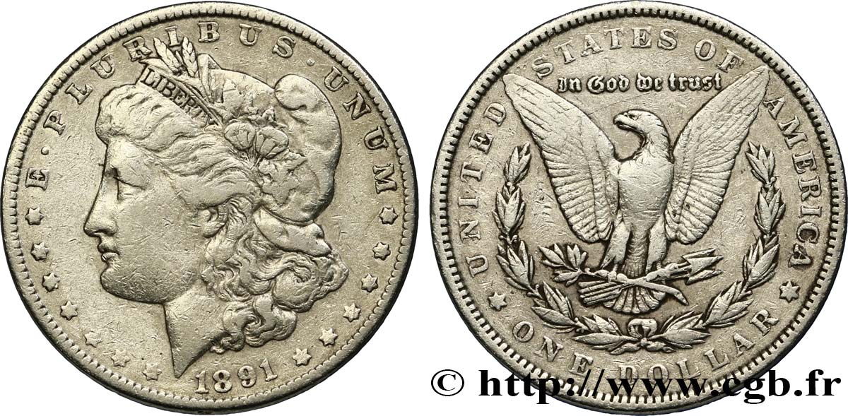 ÉTATS-UNIS D AMÉRIQUE 1 Dollar Morgan 1891 Philadelphie TB+ 