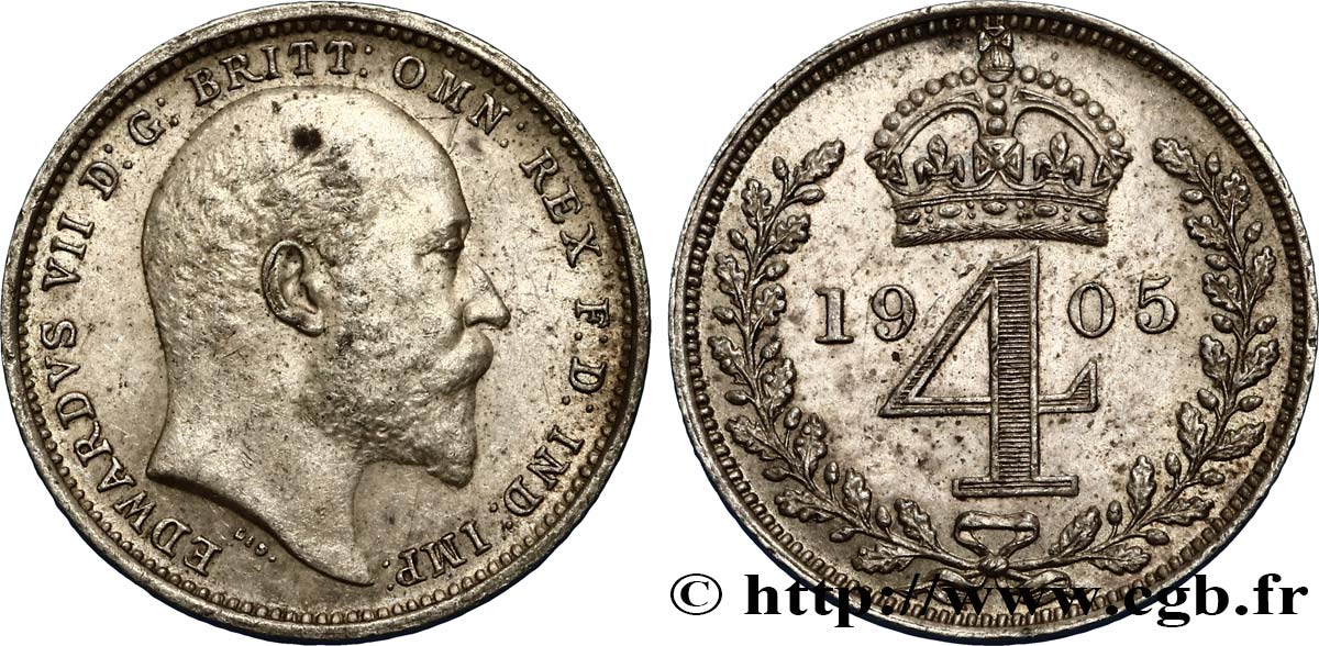 ROYAUME-UNI 4 Pence Edouard VII 1905  SPL 