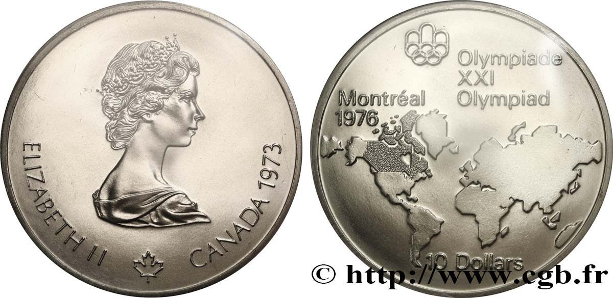 CANADA 10 Dollars JO Montréal 1976 carte du Monde 1973  FDC 