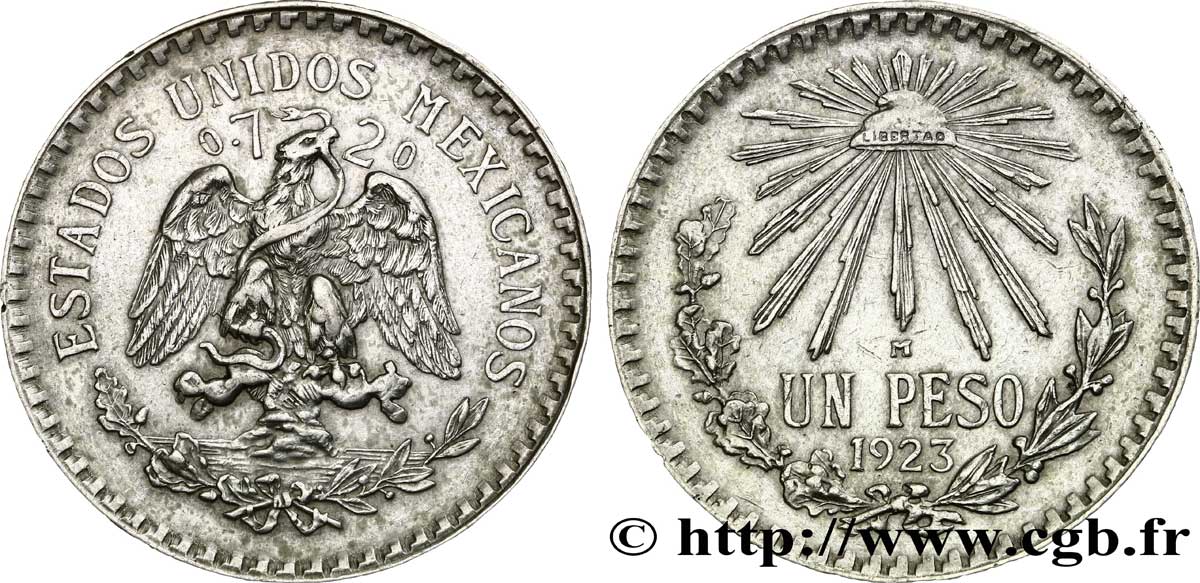 MEXIQUE 1 Peso  1923 Mexico TTB+ 
