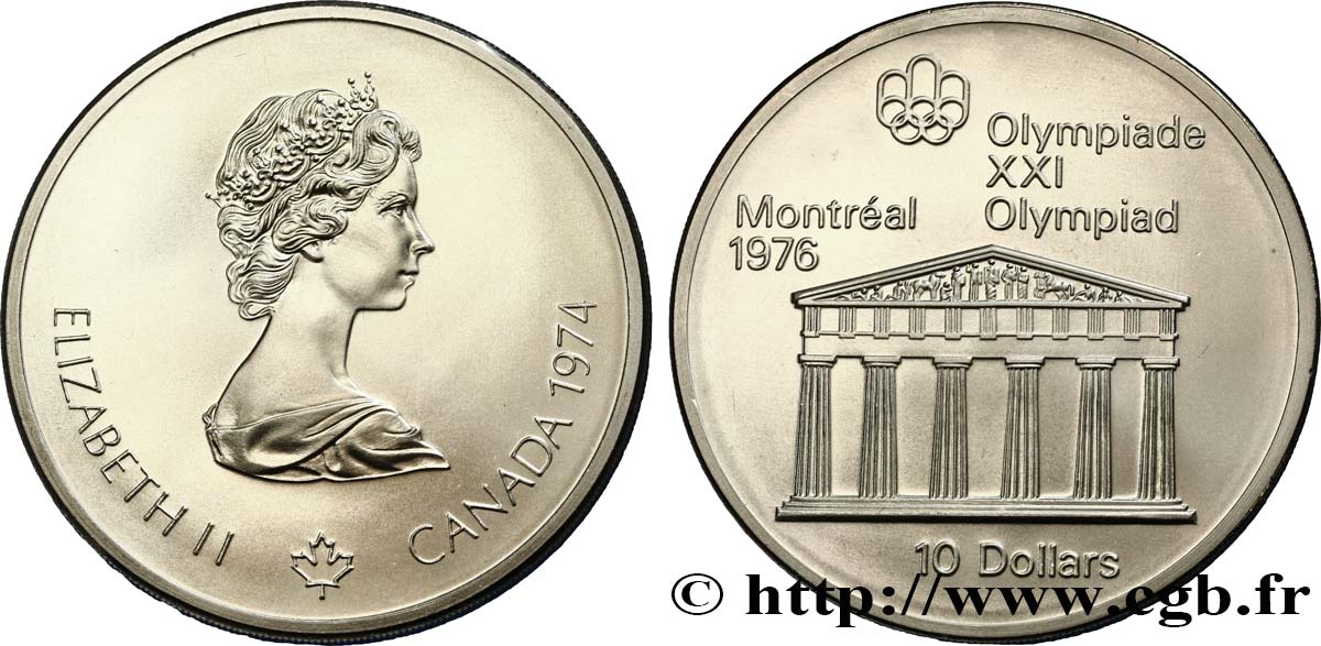 CANADA 10 Dollars JO Montréal 1976 temple de Zeus 1974  MS 