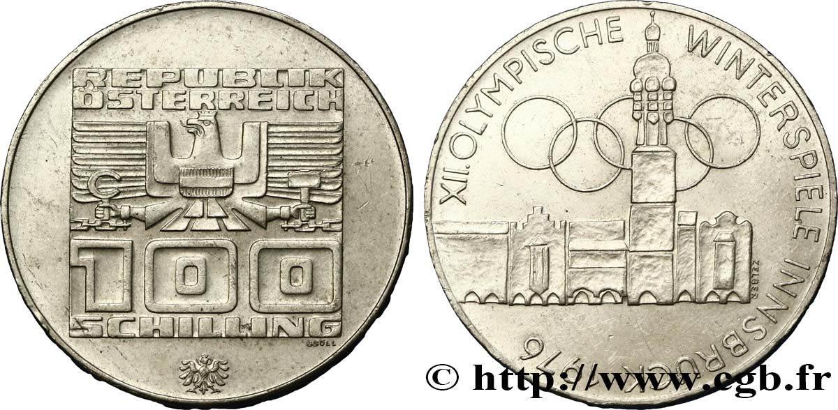 AUSTRIA 100 Schilling JO d’Hiver 1975  SPL 
