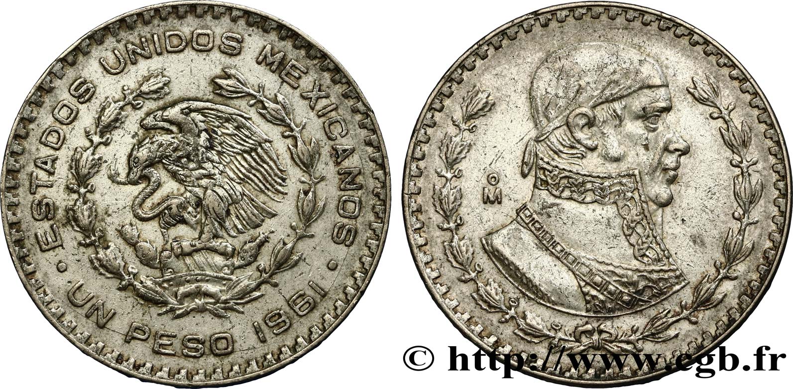 MEXICO 1 Peso Jose Morelos y Pavon 1961 Mexico AU 