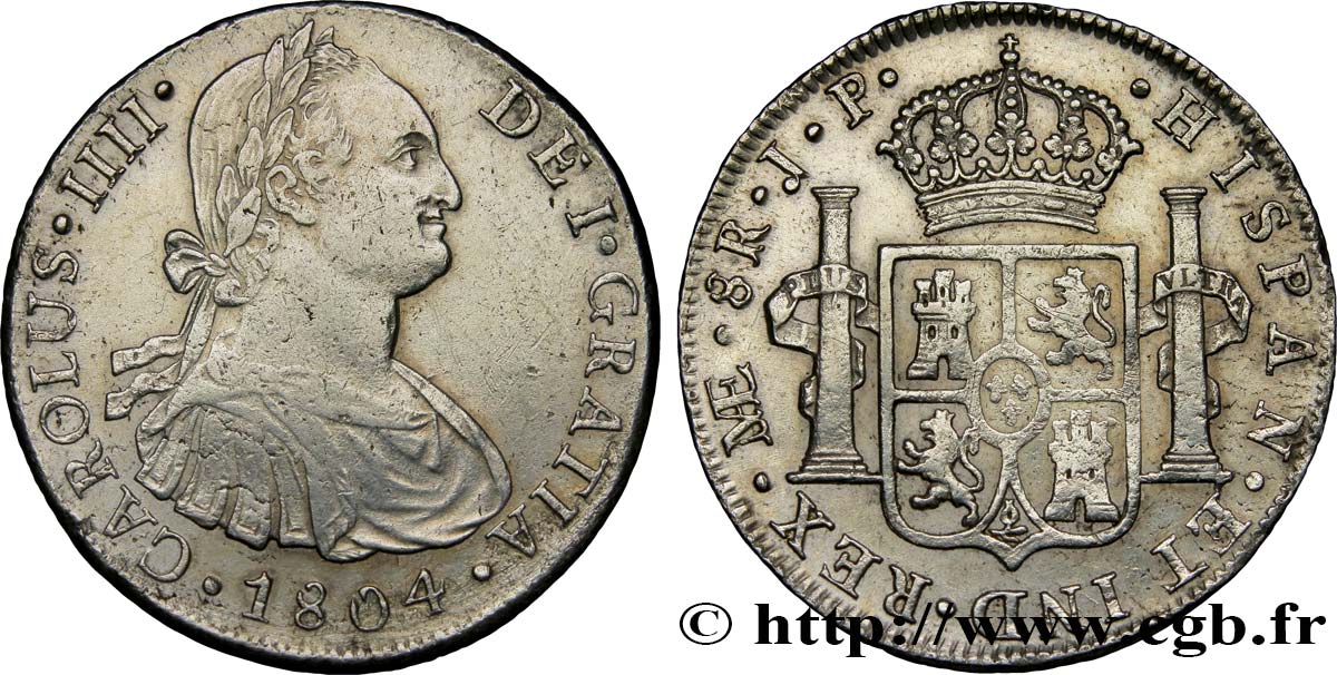 PÉROU 8 Reales Charles IV d’Espagne 1804 Lima TTB+ 