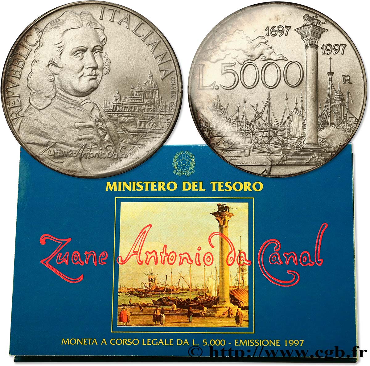 ITALIE 5000 Lire 300e anniversaire de la naissance de Giovanni Antonio Canal dit “Canaletto” 1997 Rome - R FDC 